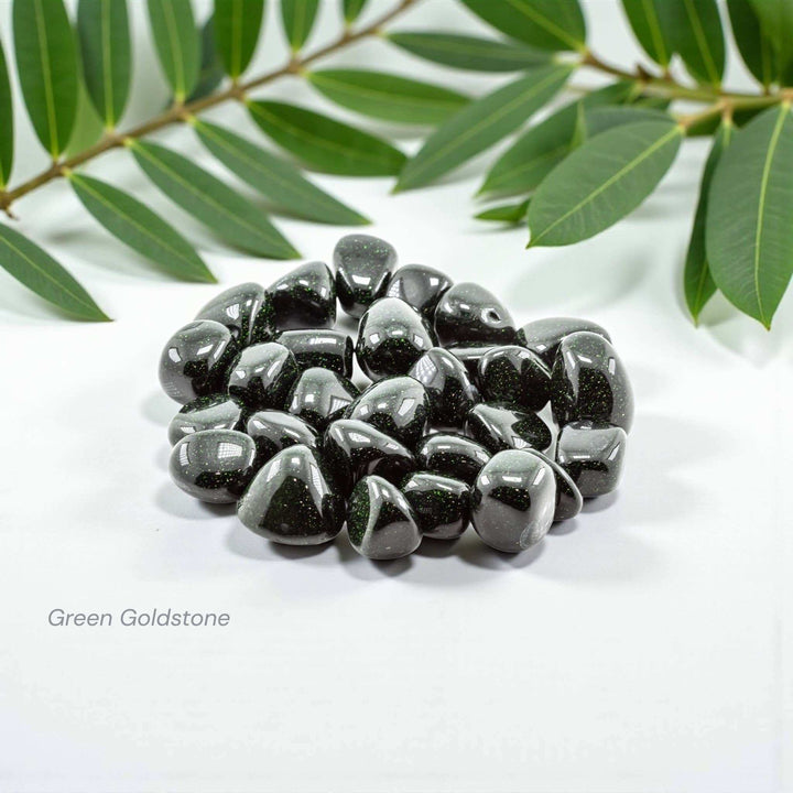 Green Goldstone Tumbled Pocket Stone