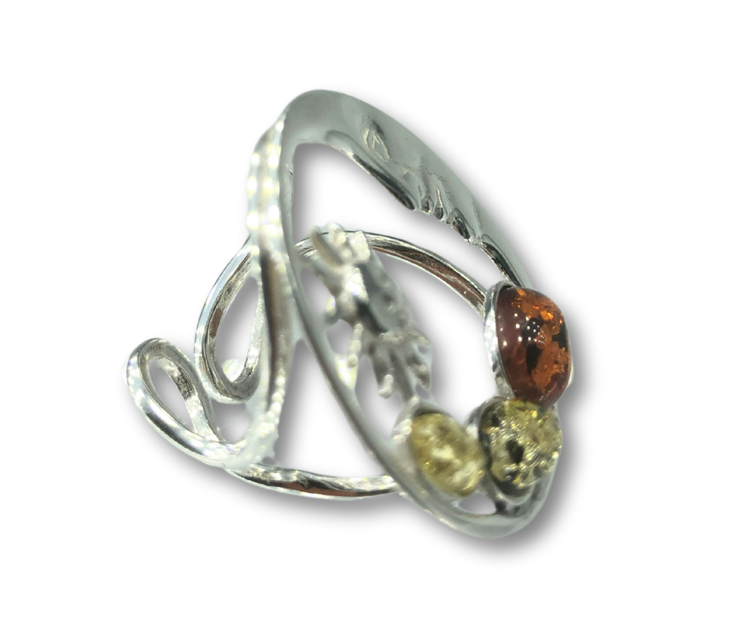 Baltic Amber Sun &amp; Moon Ring | Celestial Adjustable Ring