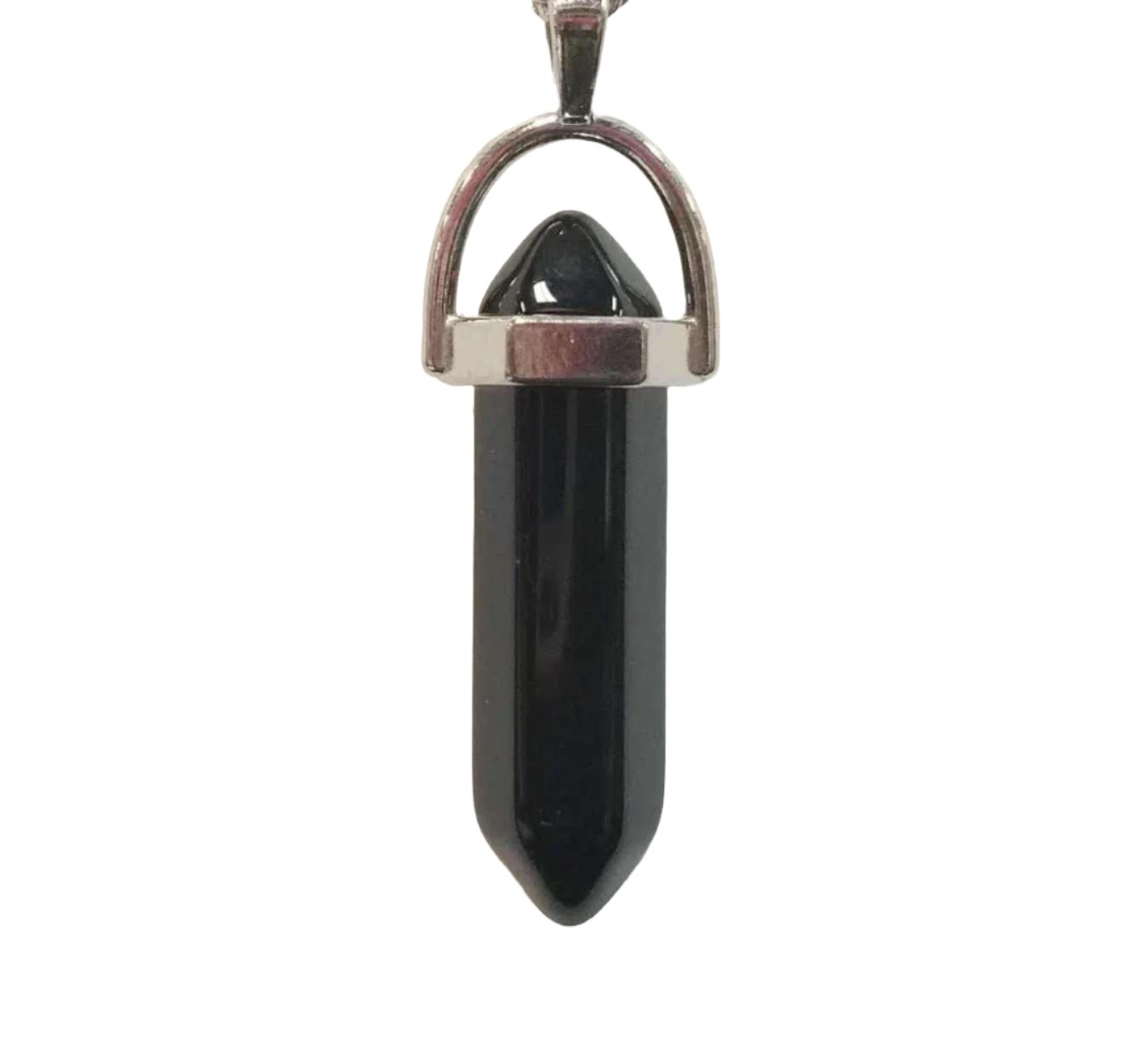 Black Agate Bullet Point Necklace - Sacred Crystals Chains and Necklaces