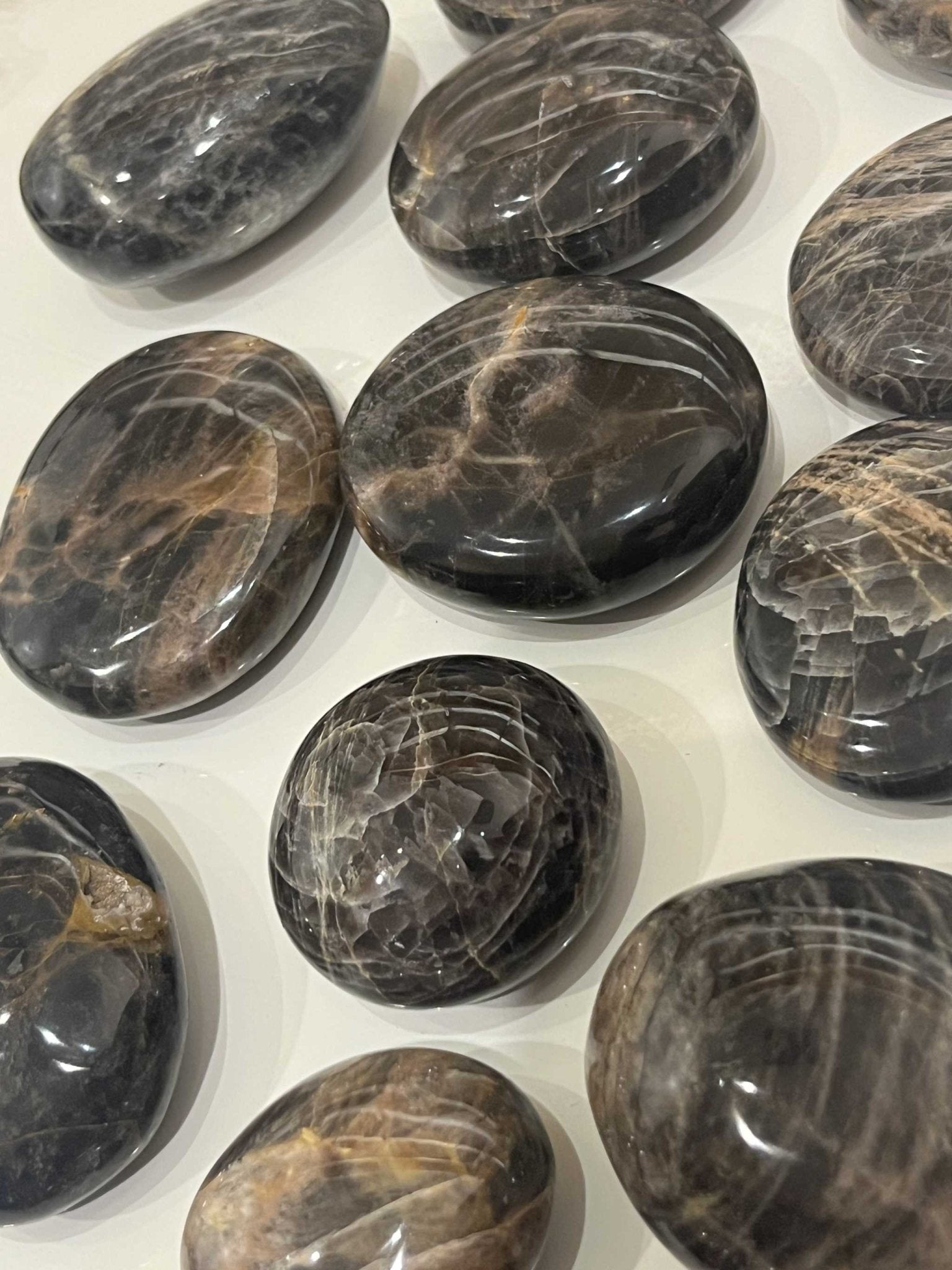 Black Moonstone Palm Stone - Sacred Crystals Palm Stones