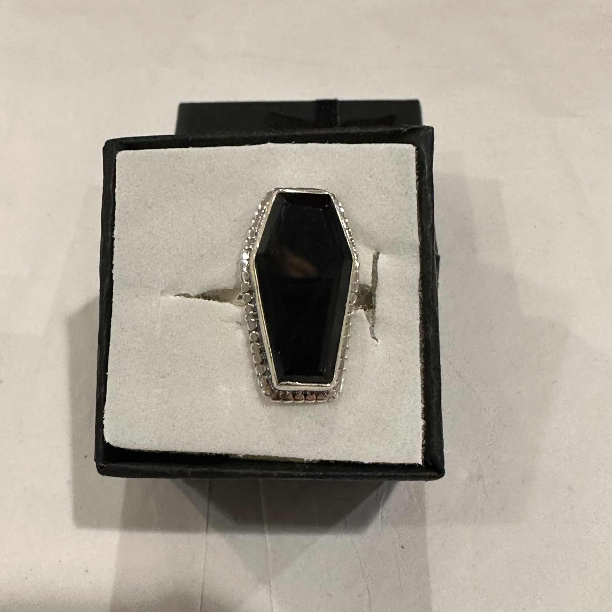 Black Onyx Coffin Ring - Sacred Crystals Rings