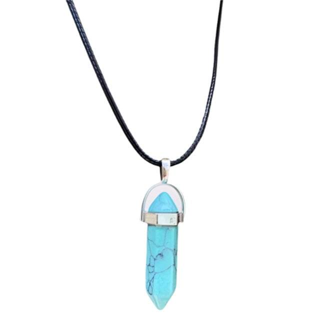 Blue Howlite Bullet Point Necklace - Sacred Crystals Chains and Necklaces