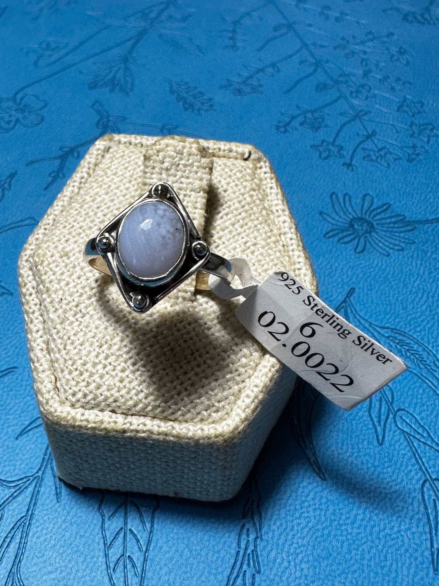 Blue Lace Agate Ring Size 6 02.0022 - Sacred Crystals Rings