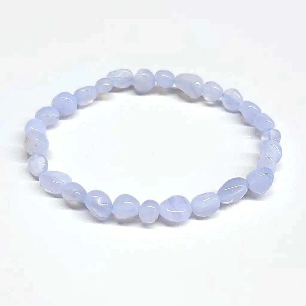 Blue Lace Agate Tumbled Bracelet - Sacred Crystals Bracelets