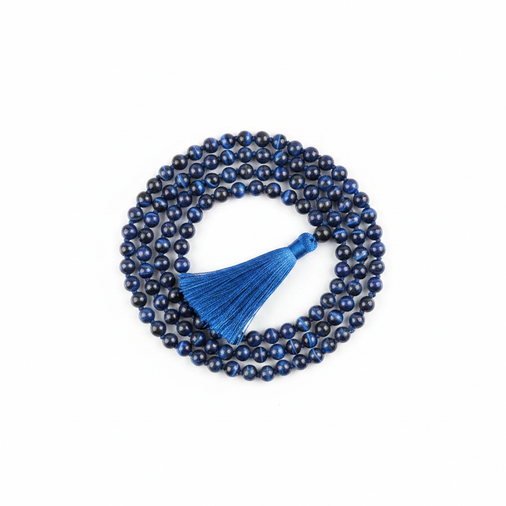 Blue Tiger Eye Mala - Coiled