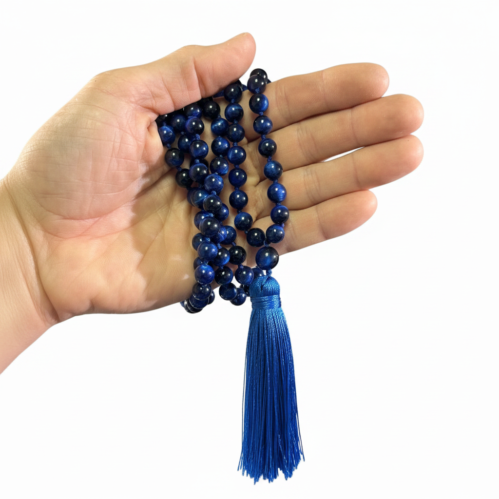 Blue Tiger Eye Mala - Hand