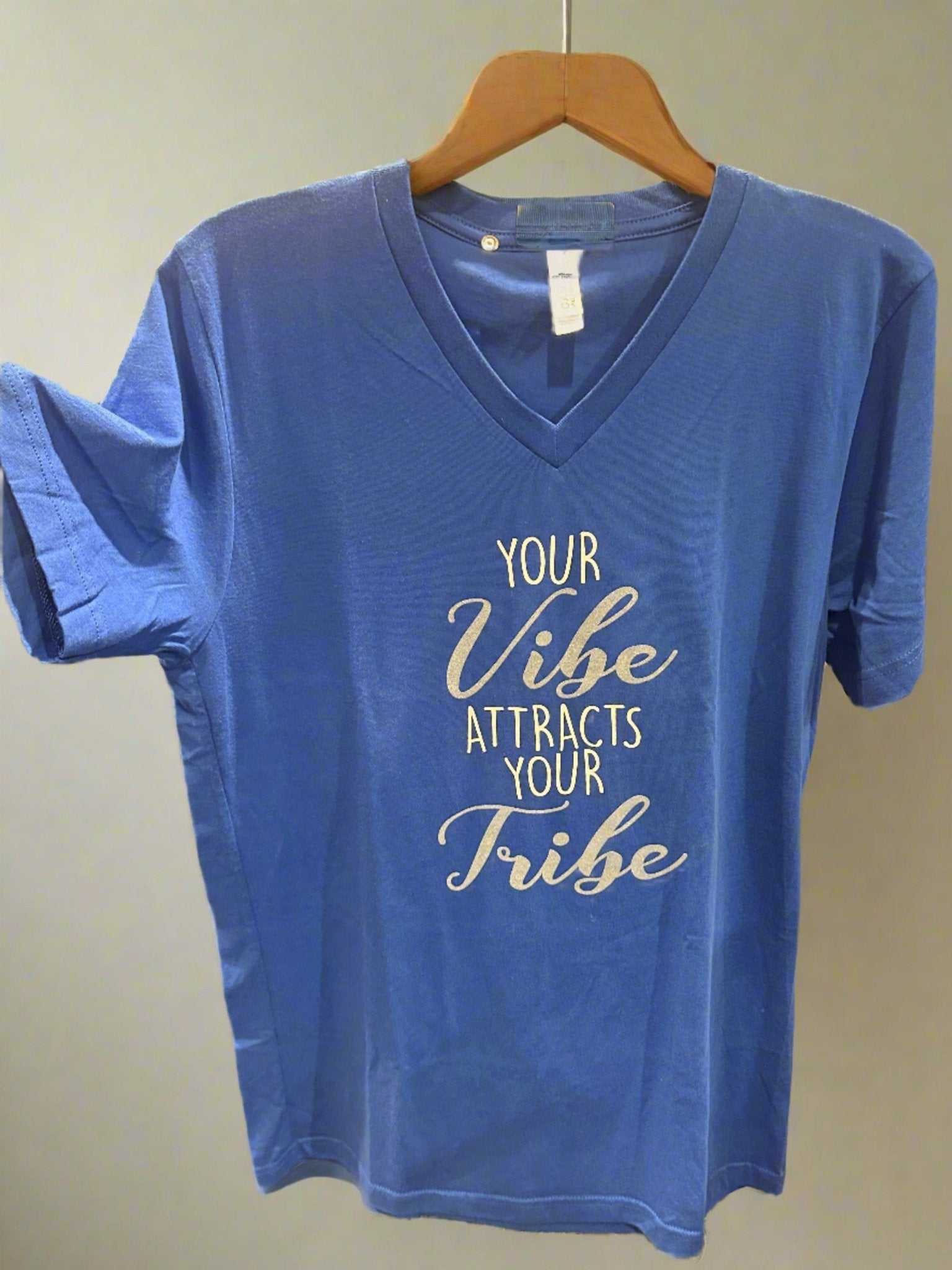 Blue Your Vibe Attracts Your Tribe T - Shirt - Sacred Crystals Apparel