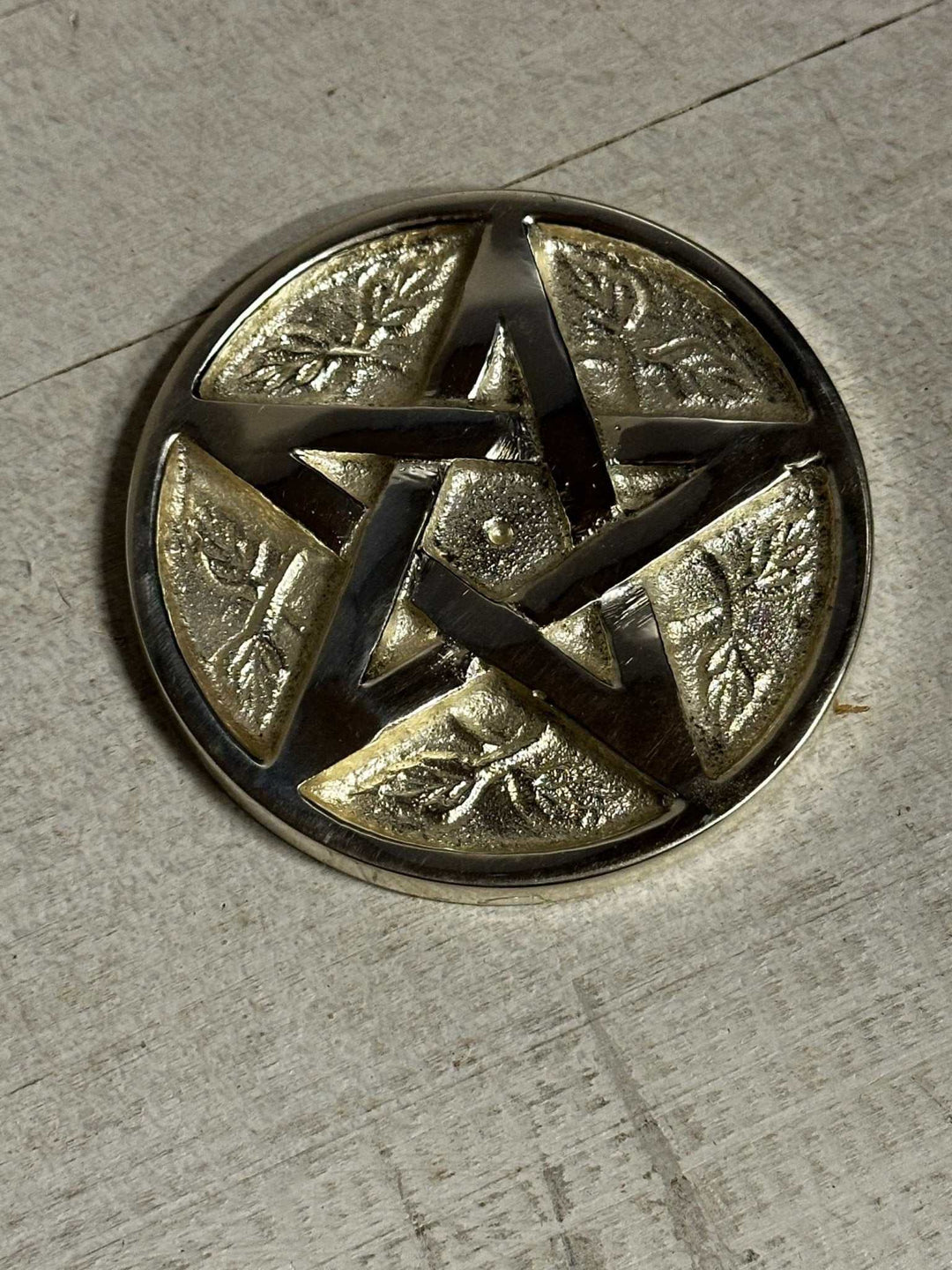 Brass Pentagram 3" ~ Silver Plated - Sacred Crystals Home Decor
