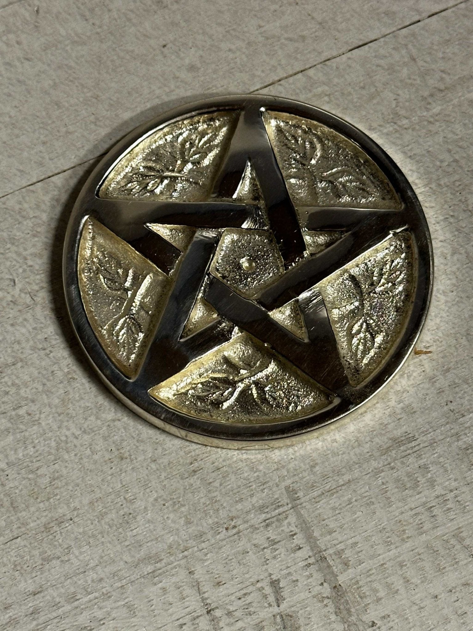 Brass Pentagram 3&quot; ~ Silver Plated - Sacred Crystals Home Decor