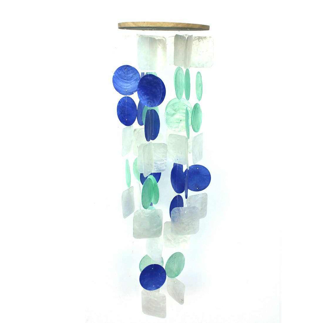 Mutli-Color Capiz Shell Wind Chime - White, Blue &amp; Green