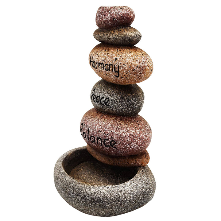 Harmony, Peace &amp;amp; Balance Inspirational Stones Backflow Incense Burner