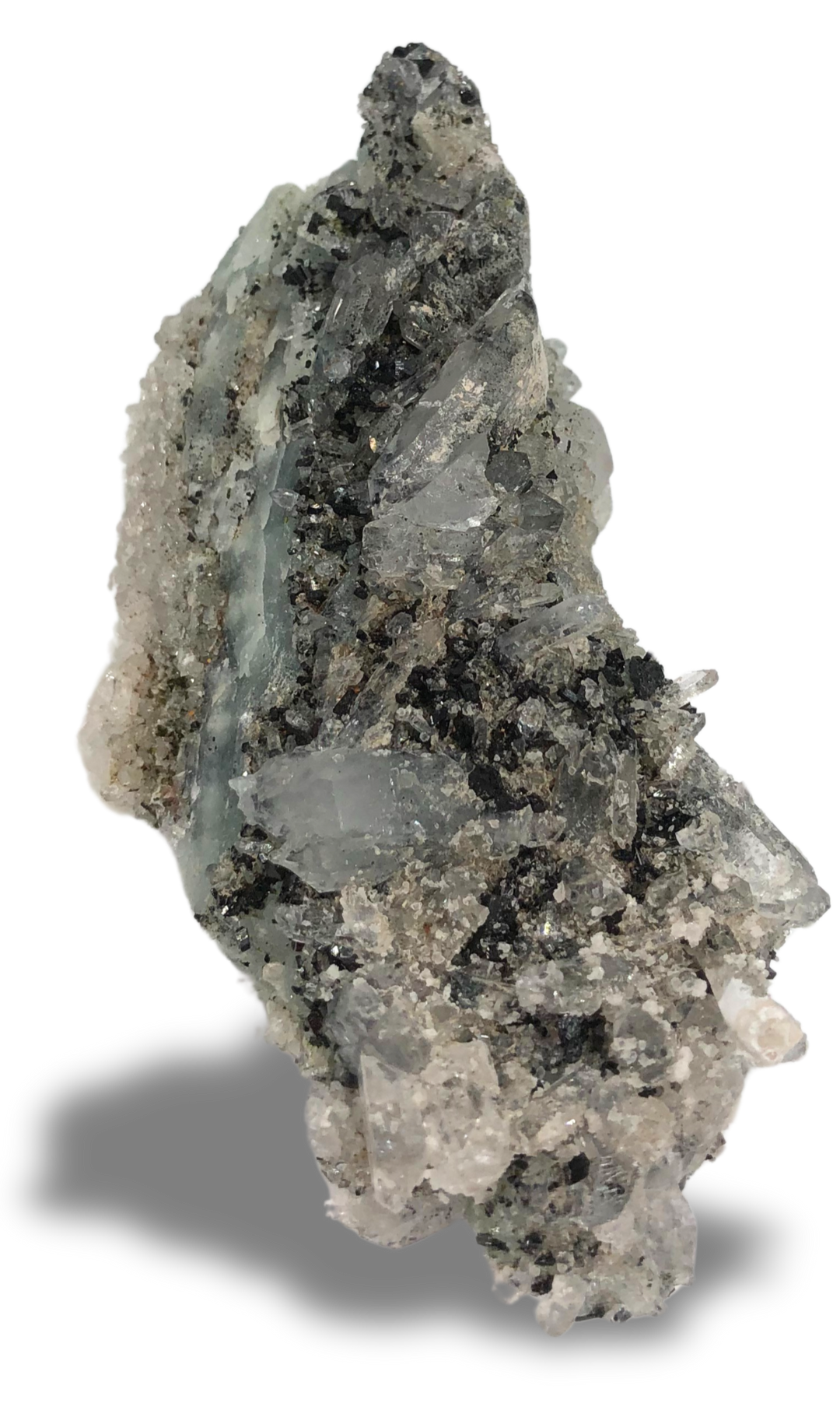Quartz, Prehnite &amp; Babingtonite Mineral Specimen