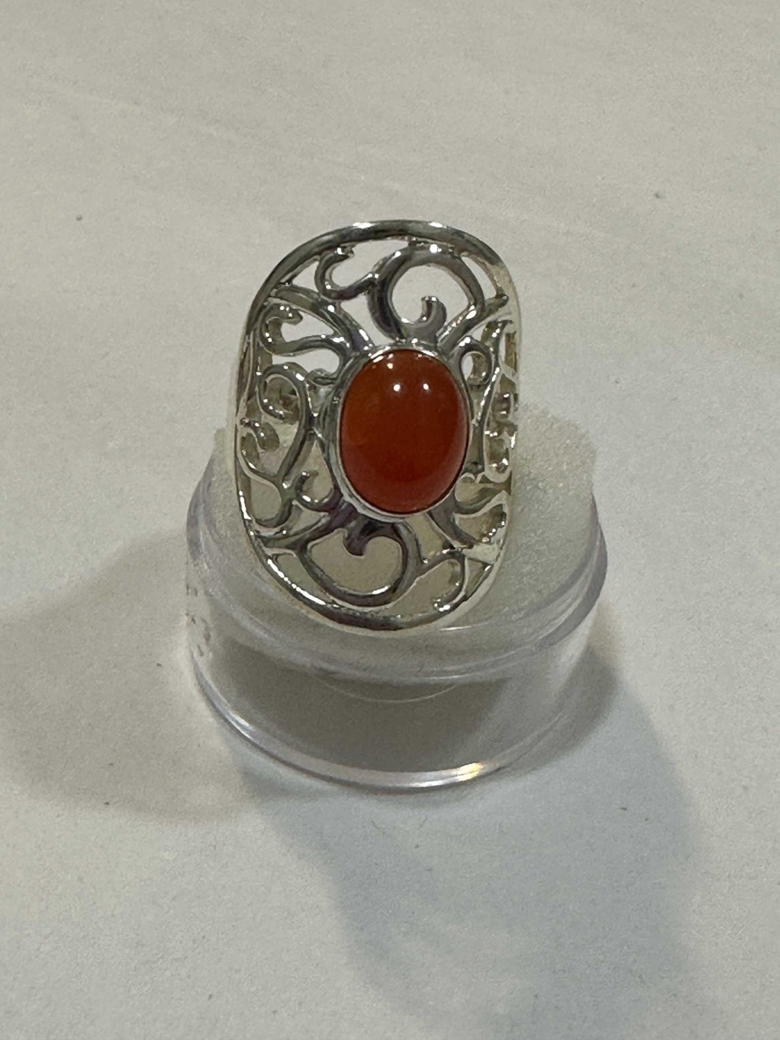 Carnelian Ring Size 7 &quot;Web of Passion&quot; - Sacred Crystals Rings