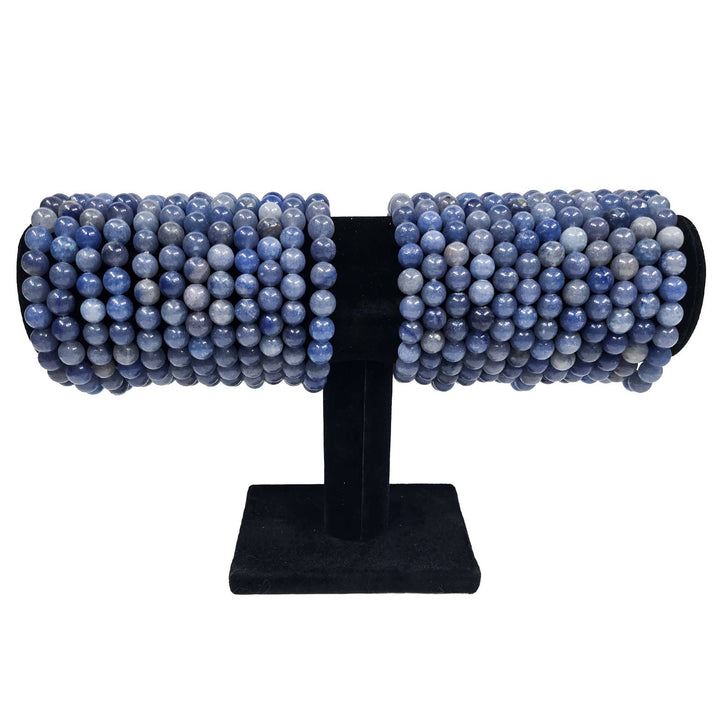 Blue Aventurine Round Bead Bracelet