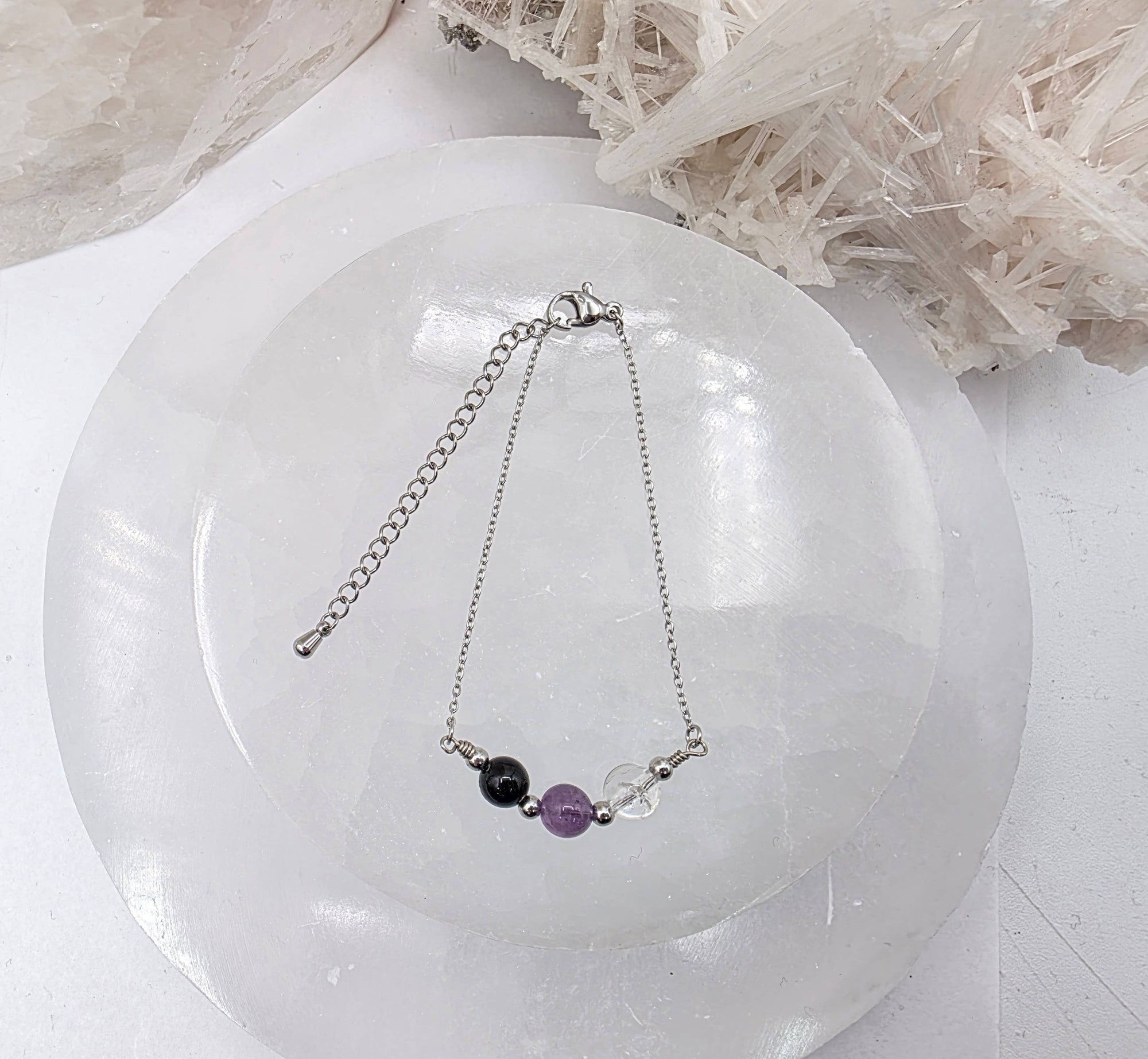 SACRED SPACE -Clear Quartz, Amethyst, Black Onyx Jewelry Set