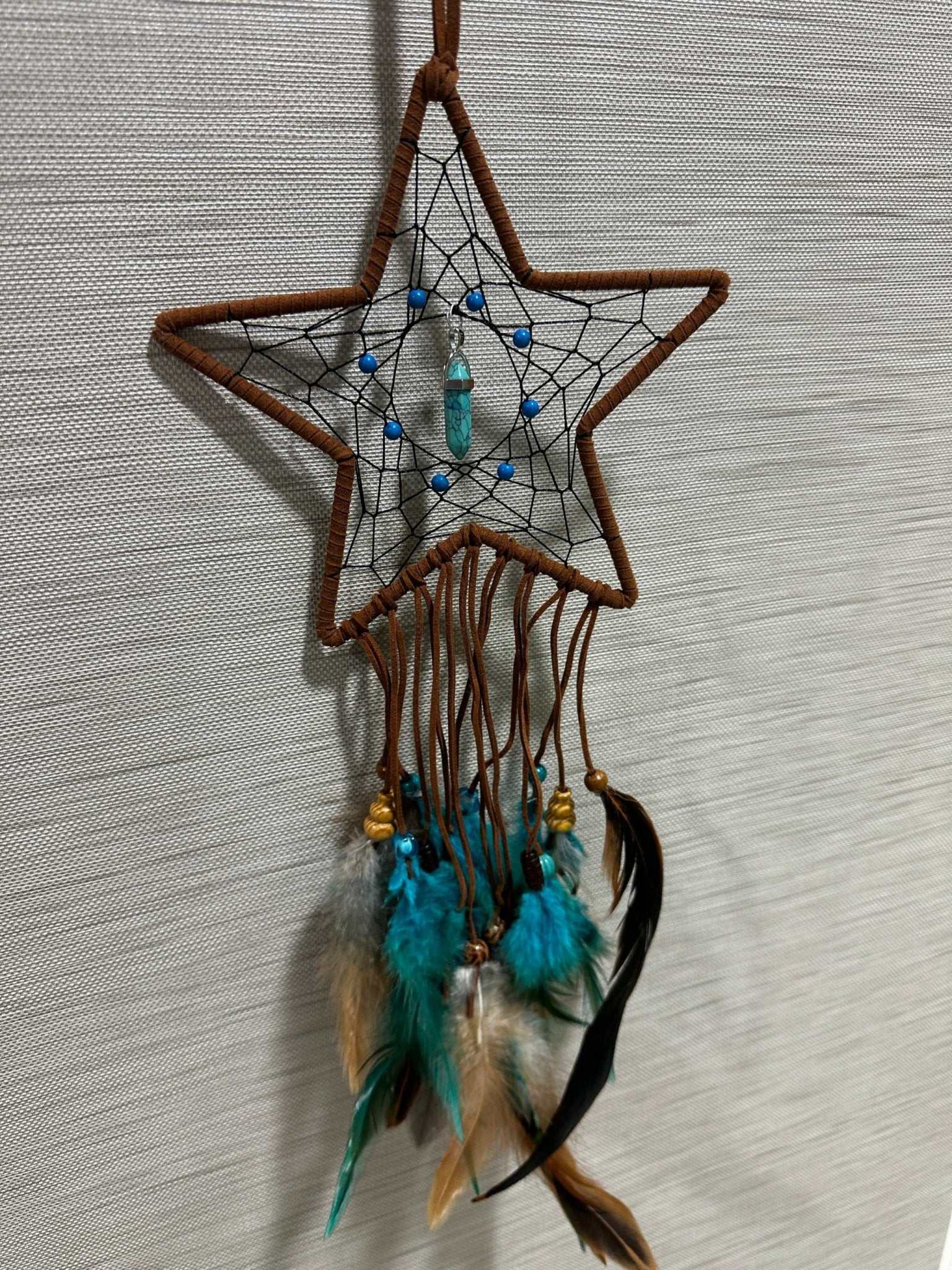 Celestial Wellness Dreamcatcher with Blue Howlite Pendant - Sacred Crystals Dreamcatchers