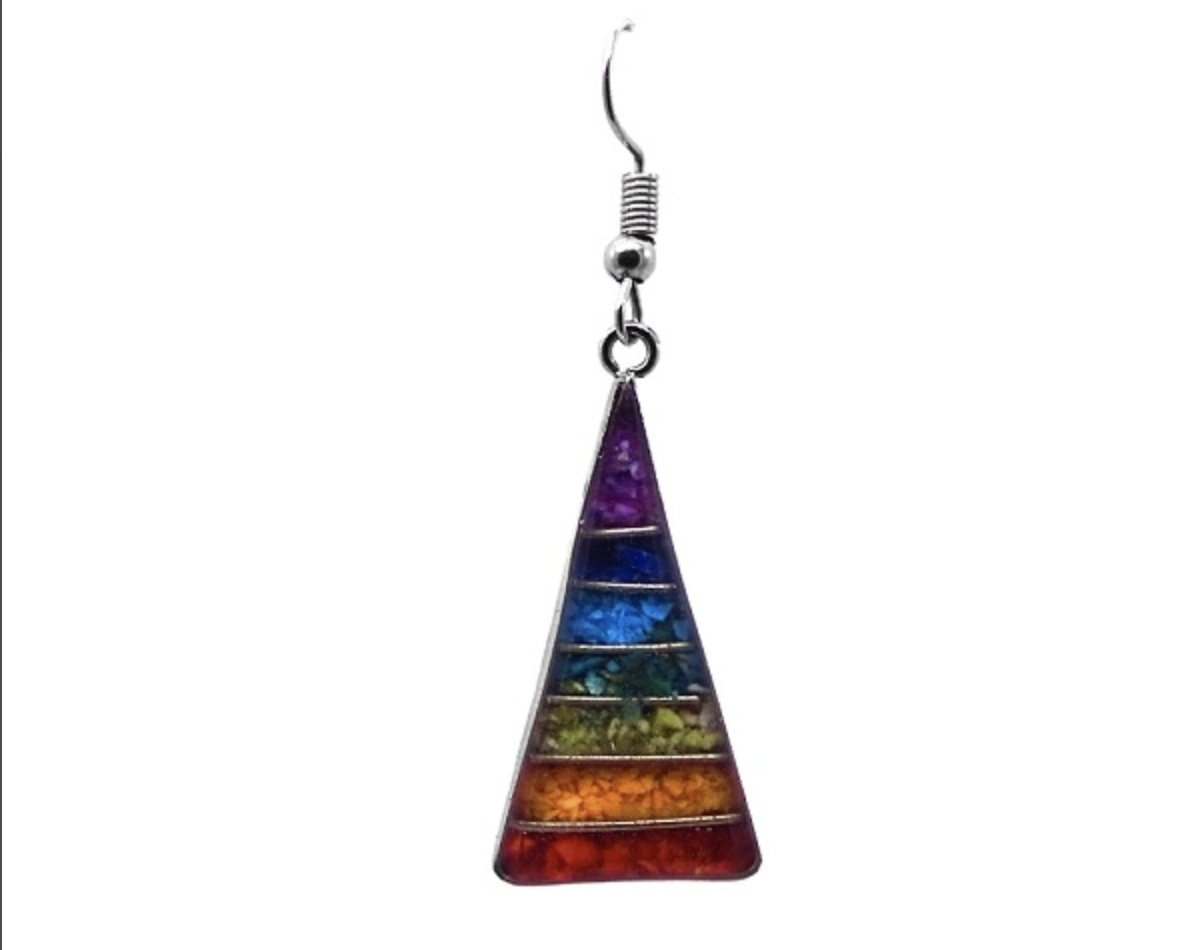 Chakra Pyramid Chip Earrings - Sacred Crystals Earrings