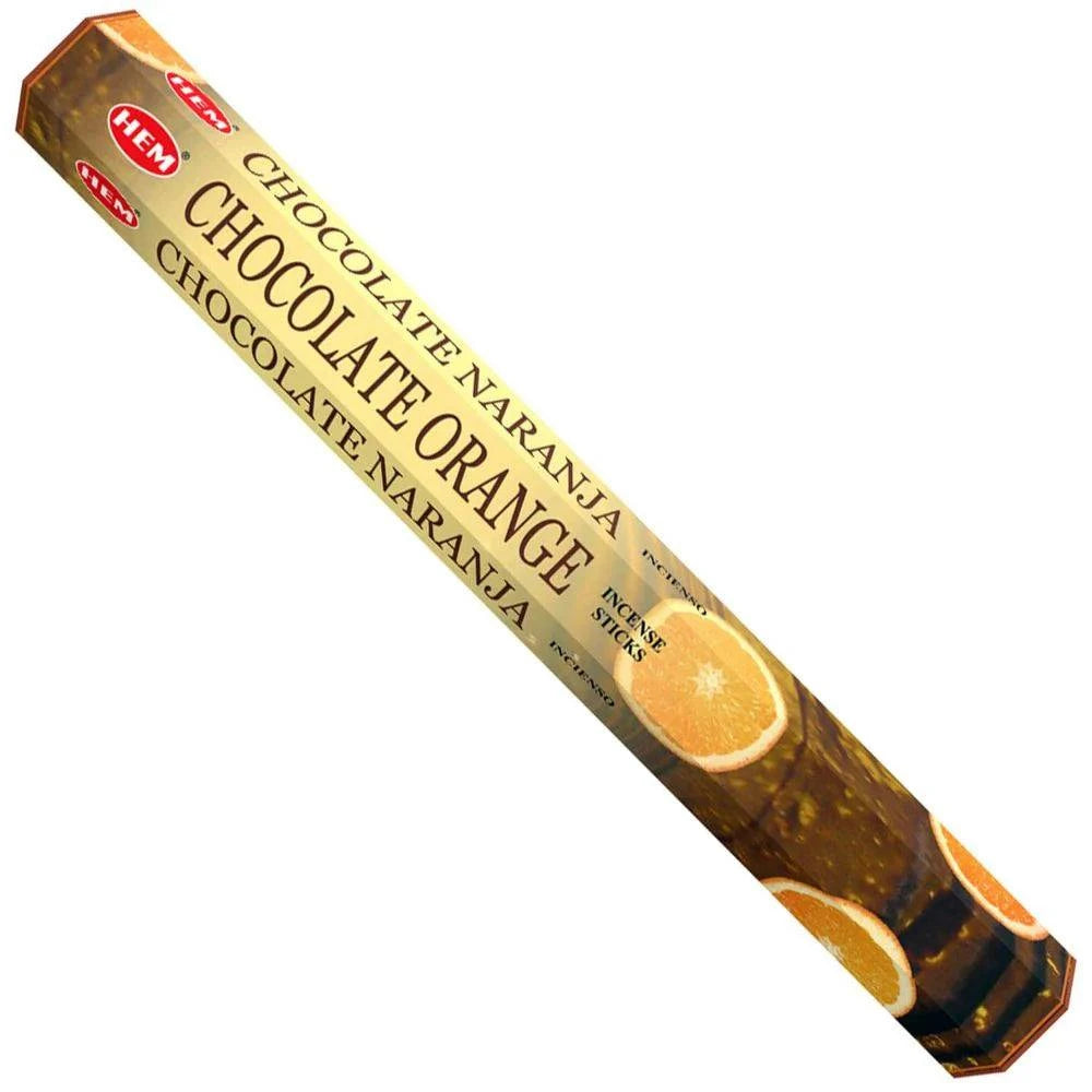 Hem Chocolate Naranja incense stick packaging on a white background