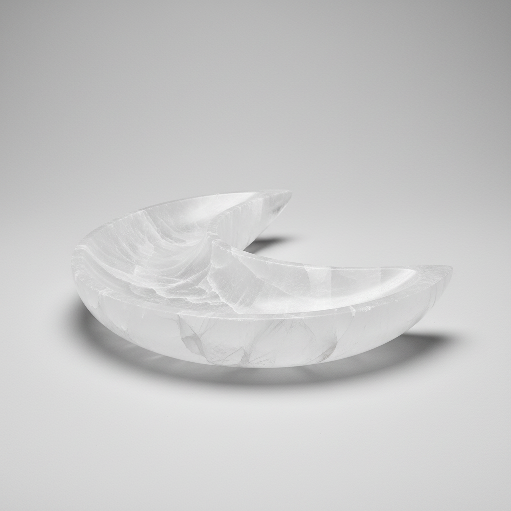 Crescent Moon Selenite Bowl - 7.5" Diameter