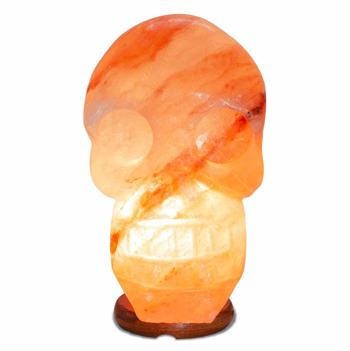 Skull Shaped Salt Lamp  - 9.5&quot; avg. - Cord, Bulb, Dimmer