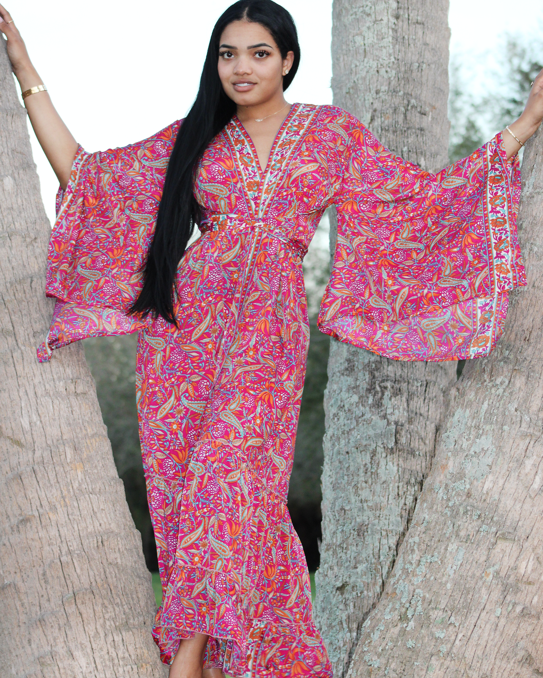 Celestial Muse Long-Sleeve Boho Duster Kimono