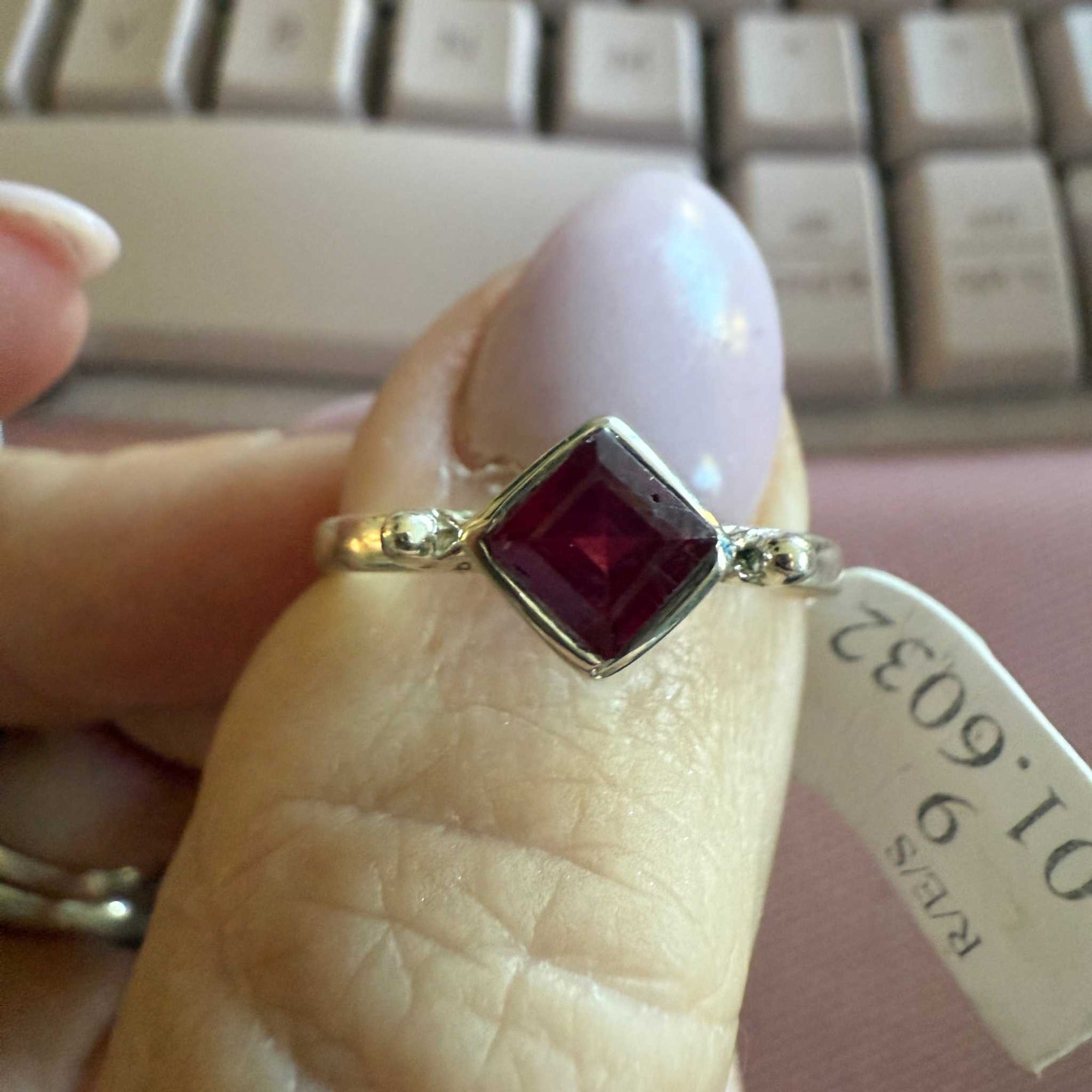 Ruby Diamond-Cut Sterling Silver Ring