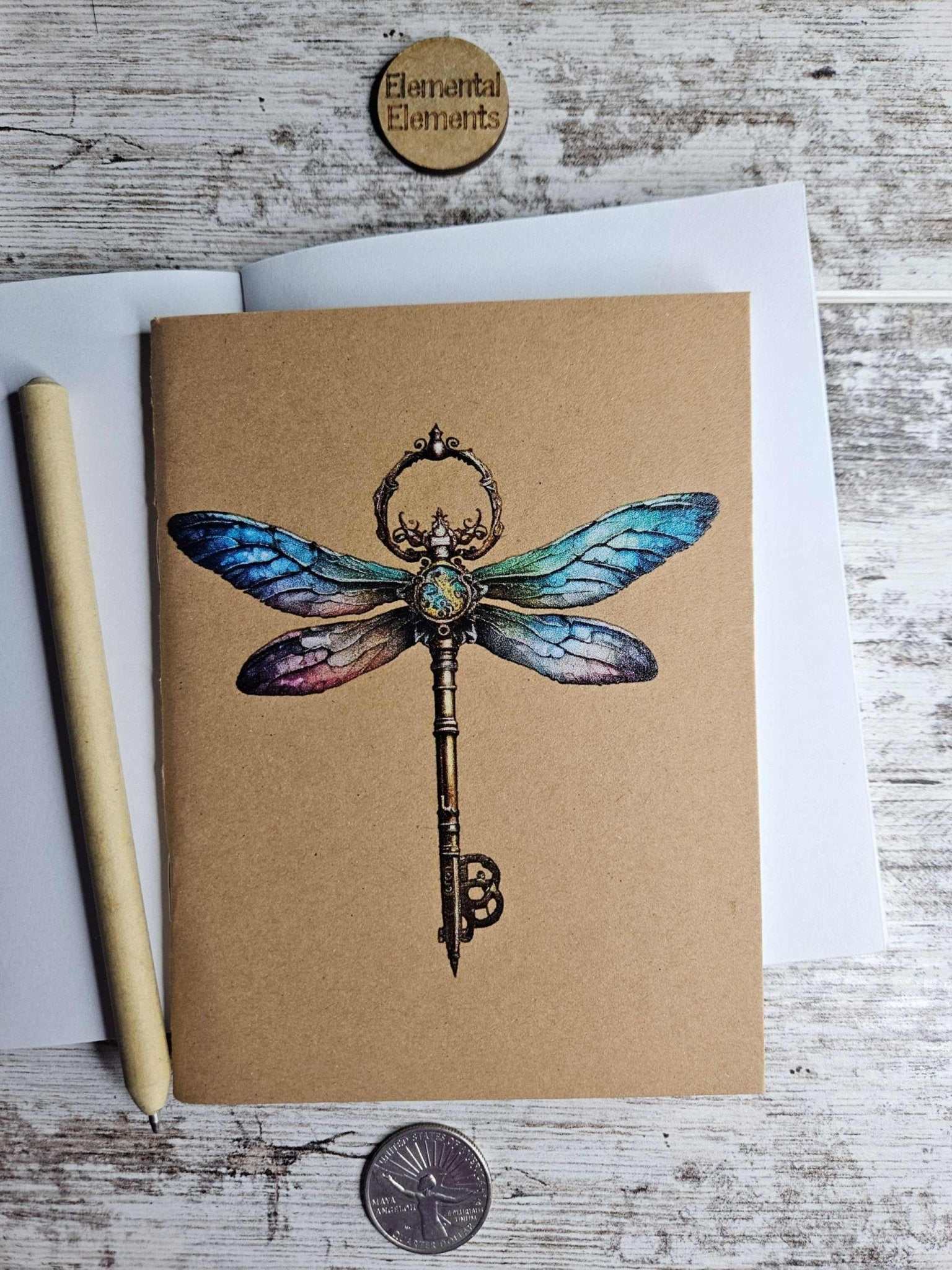 Dragonfly Skeleton Key Journal Notebook - Sacred Crystals Sacred Book Store