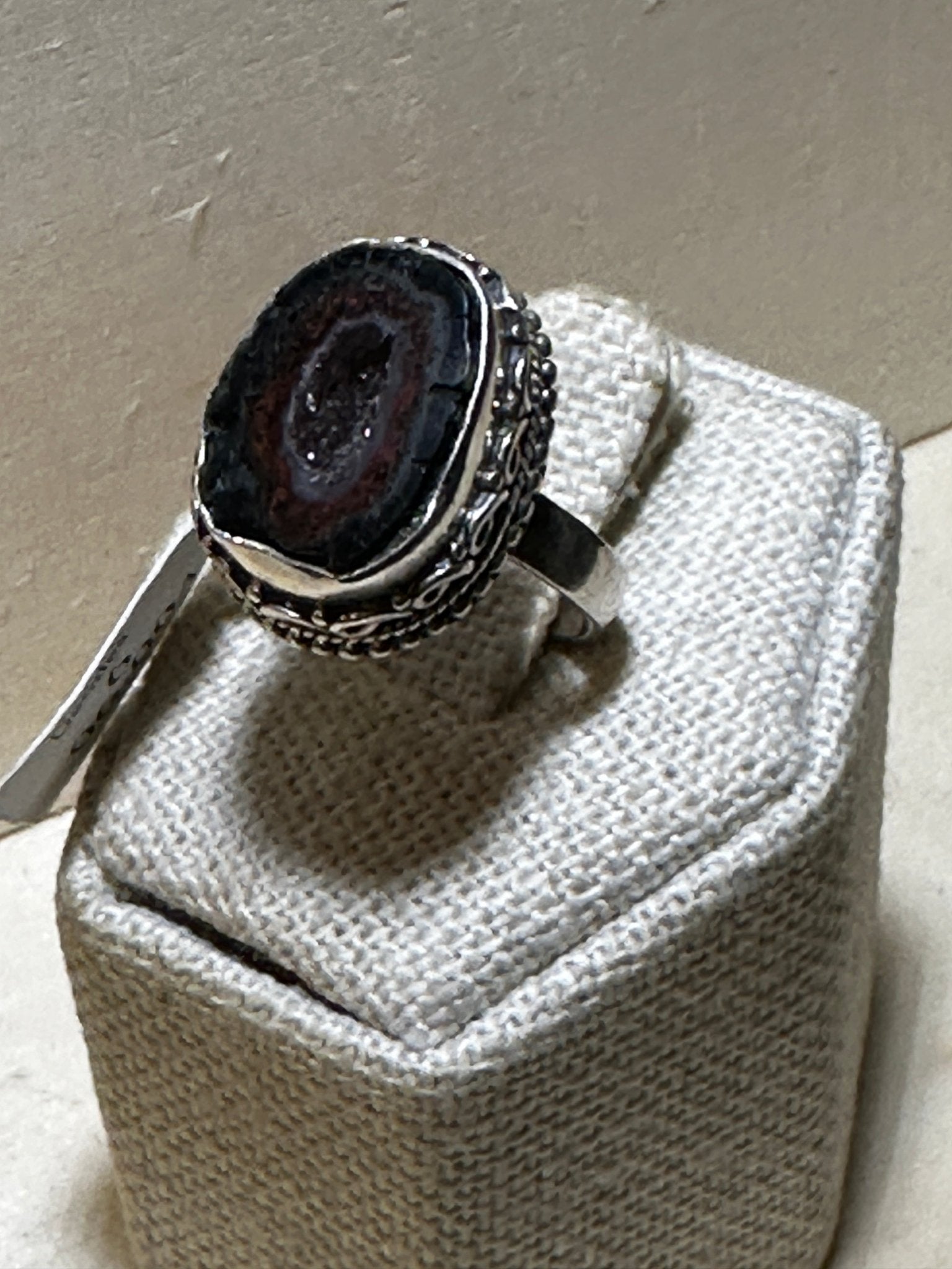 Druzy Agate Crater Ring Size 6 (06.0044) - Sacred Crystals Rings