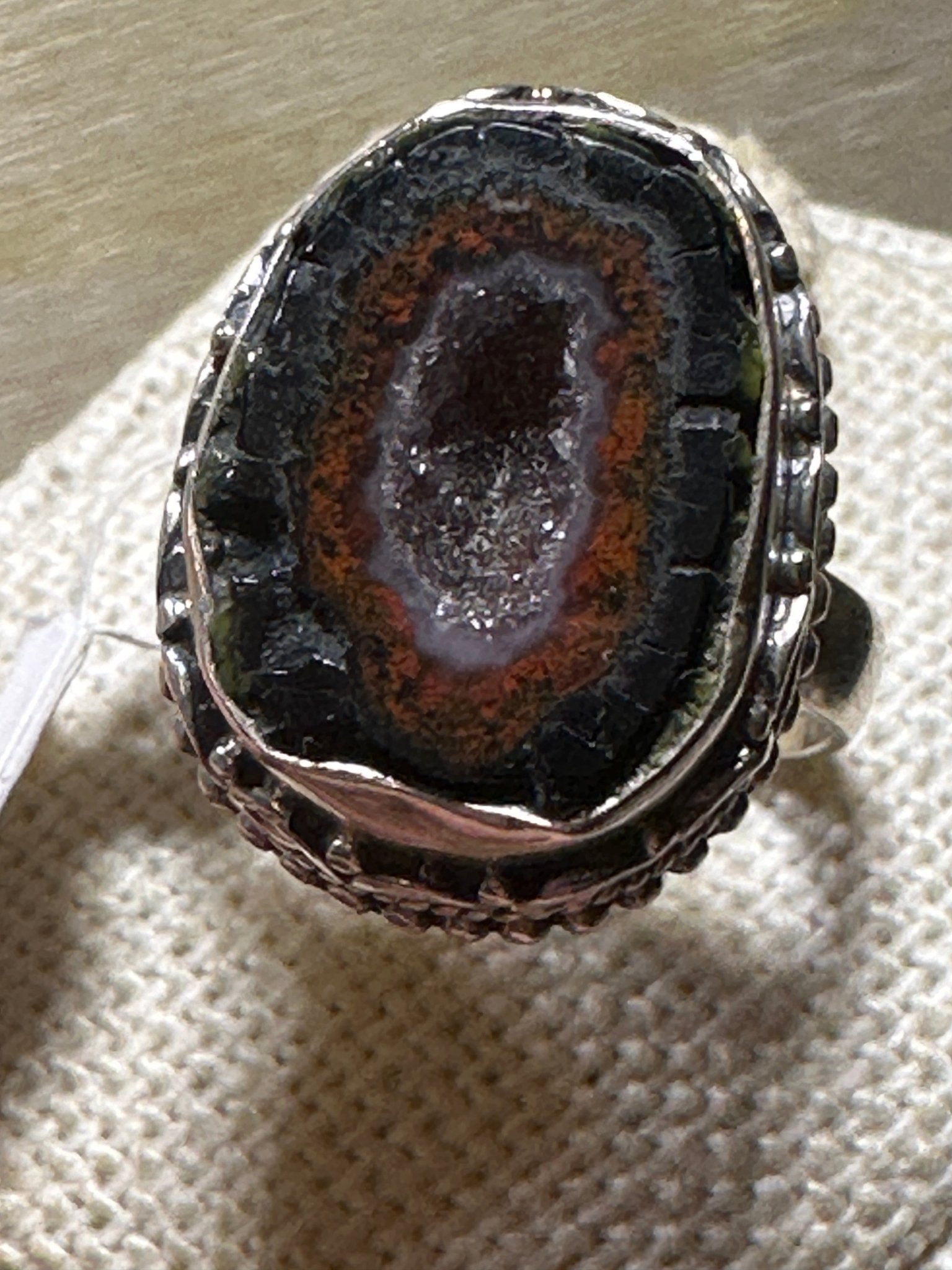 Druzy Agate Crater Ring Size 6 (06.0044) - Sacred Crystals Rings