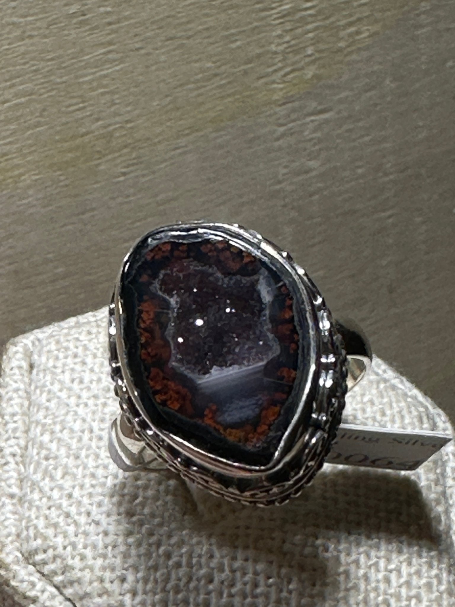 Druzy Agate Crater Ring Size 8 (09.0064) - Sacred Crystals Rings