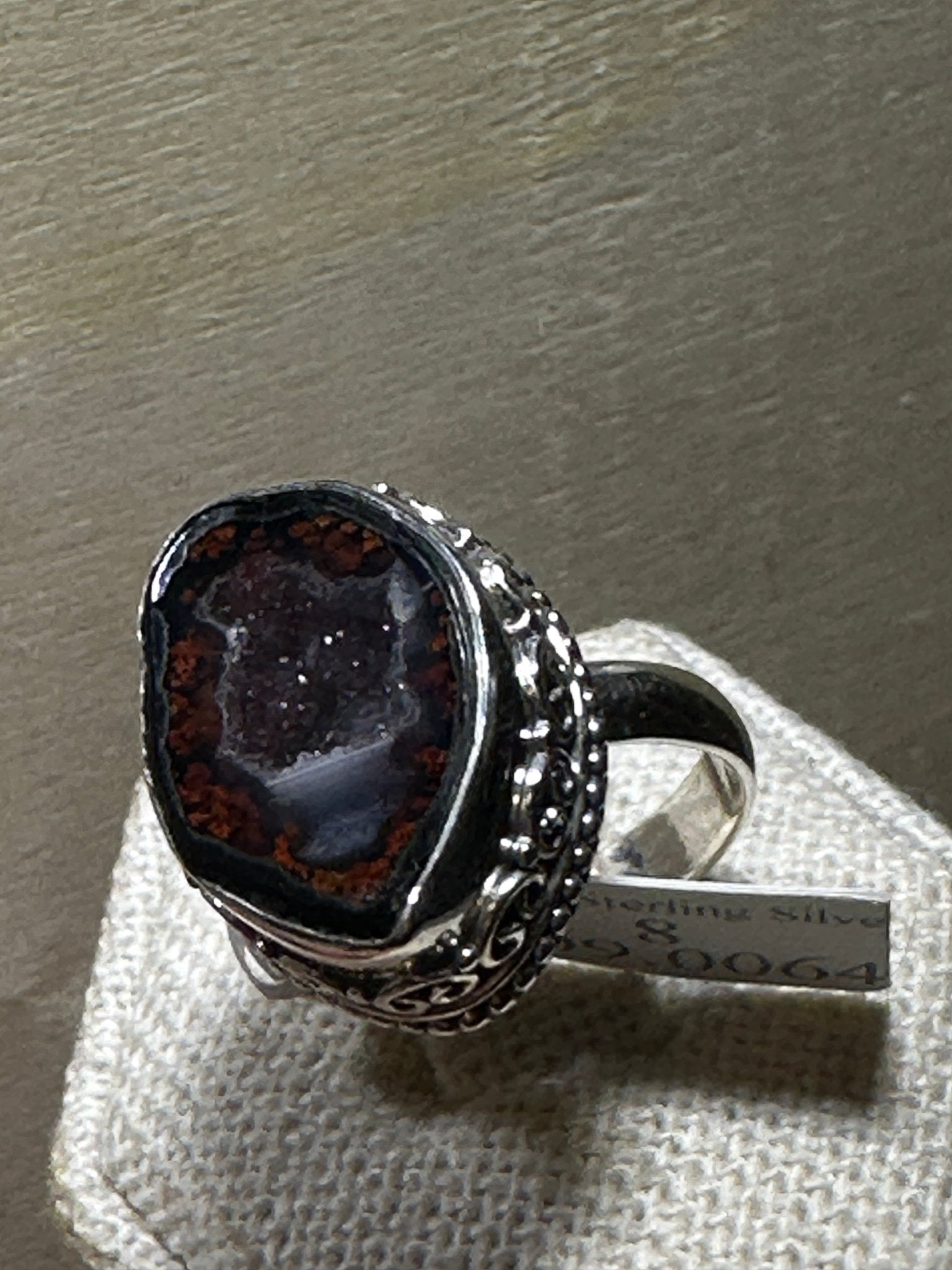 Druzy Agate Crater Ring Size 8 (09.0064) - Sacred Crystals Rings