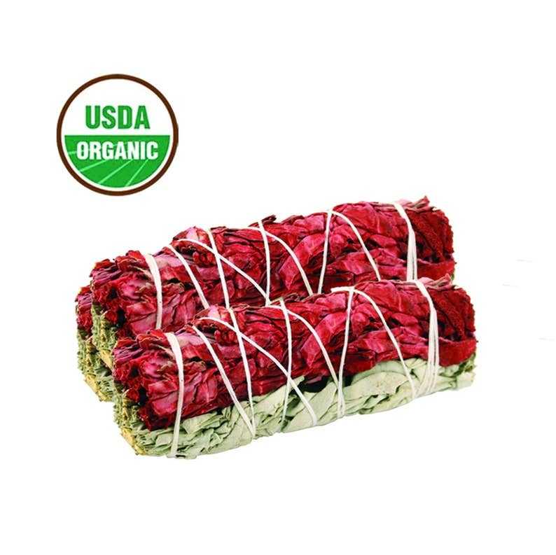 White Sage and Dragons Blood Sage 4-inch organic smudge stick bundle for cleansing and purification