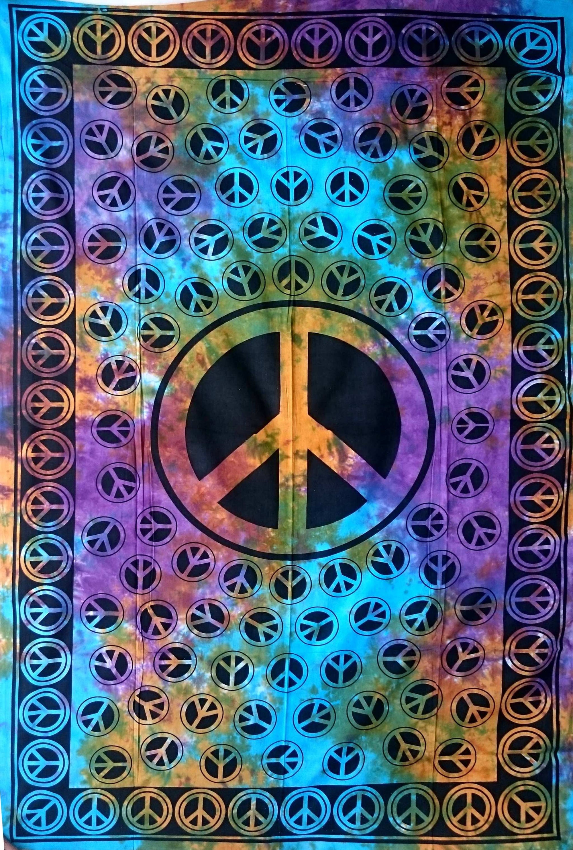 Tie Dye Peace Sign Tapestry