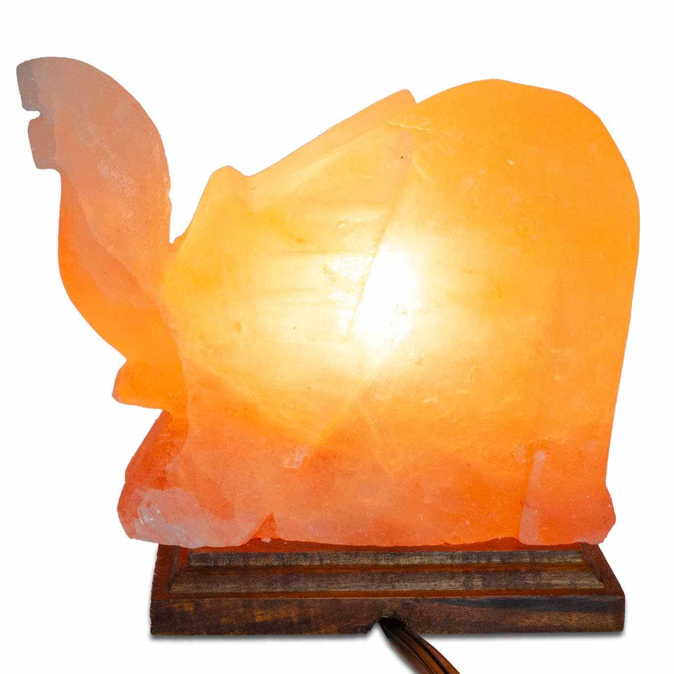 Elephant Shaped Salt Lamp  - 9&quot; avg. - Cord, Bulb, Dimmer