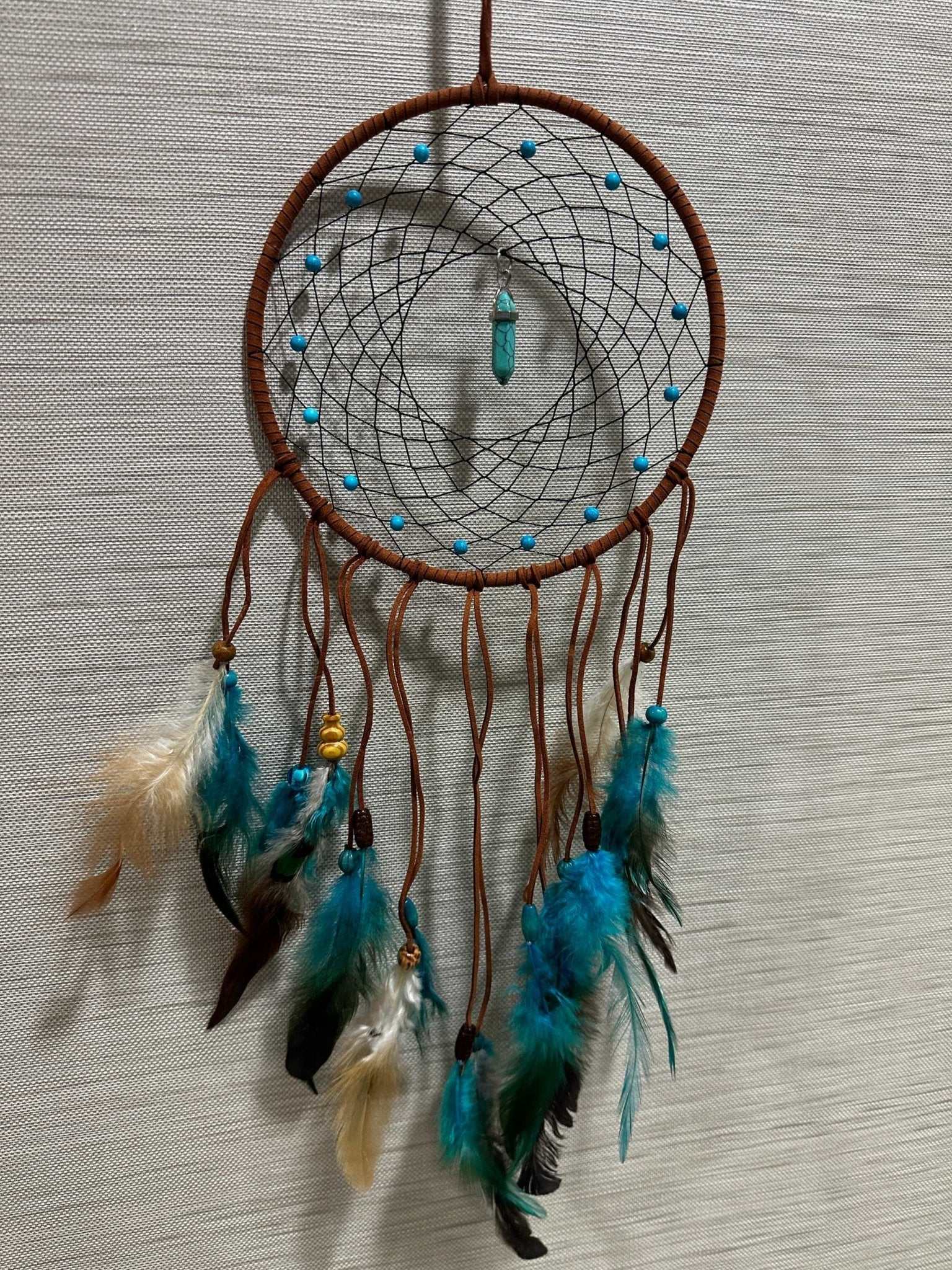 Eternal Tranquility Dreamcatcher with Blue Howlite Pendant - Sacred Crystals Dreamcatchers