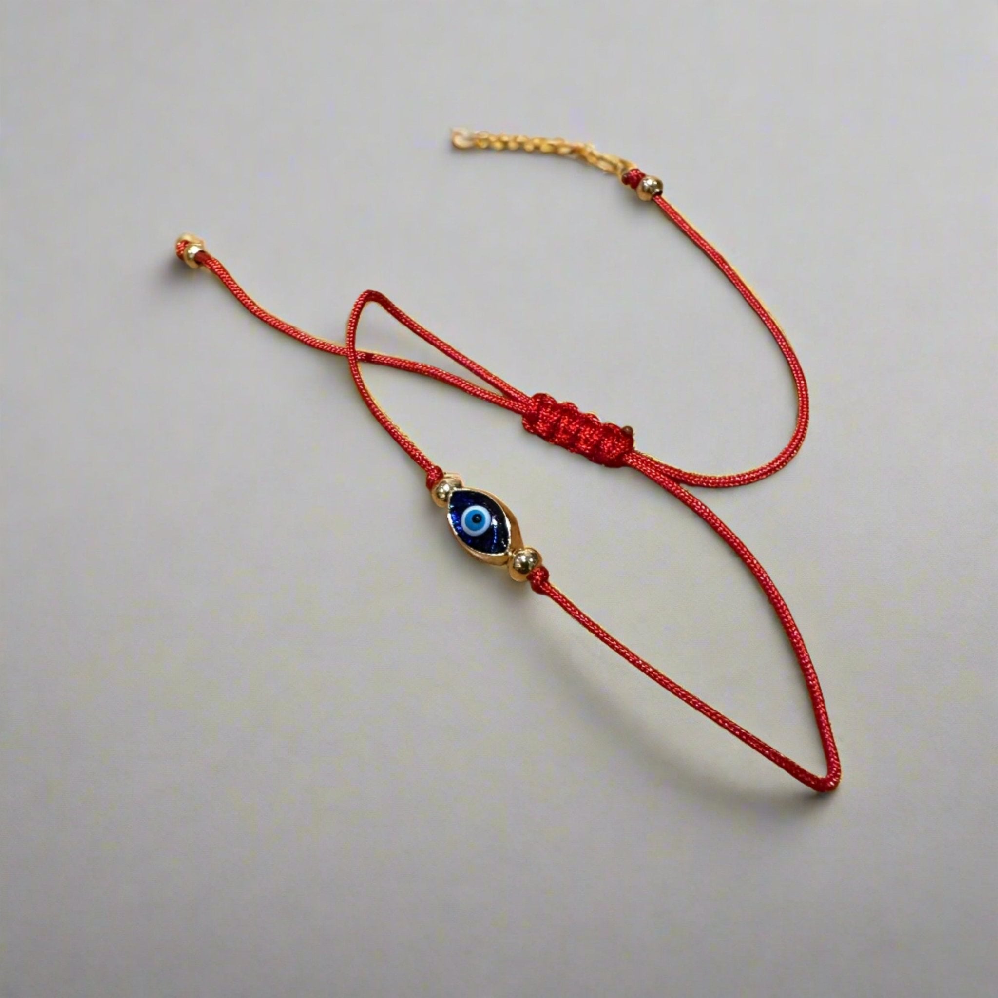 Evil Eye Bracelet on Thin Red String with Chinese Knot - Sacred Crystals Bracelets