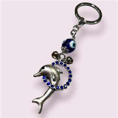 Evil Eye Dolphin Keychain - Sacred Crystals Evil Eye