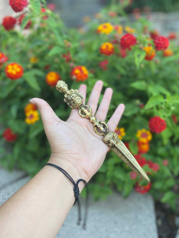 Tibetan Phurba (Dorje Kila) Ritual Dagger - Handcarved from Nepal ~ 8"