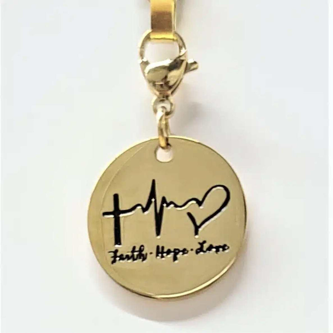 Faith Hope Love Charm Gold - Sacred Crystals Shop All