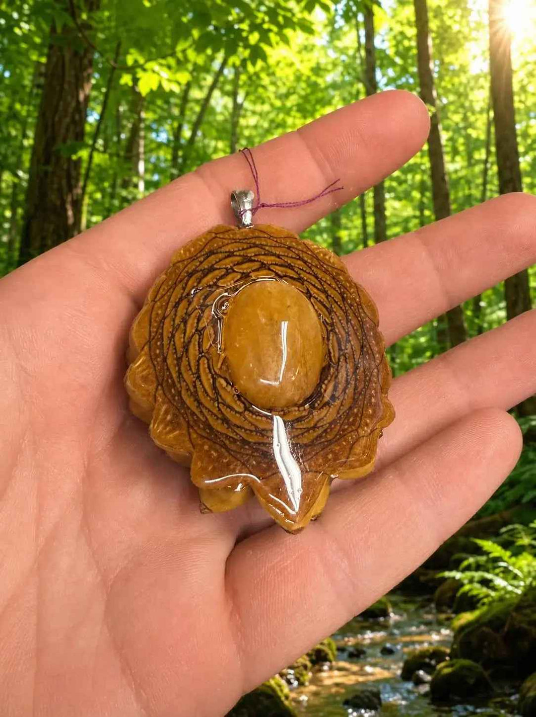 Yellow Jasper Pinecone Pendant
