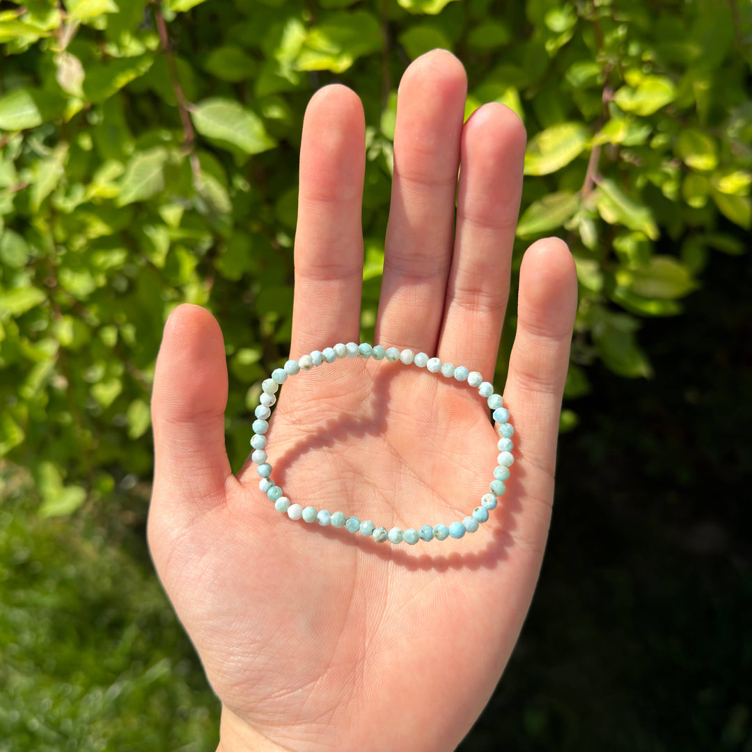 Larimar Faceted Bead Bracelet 4mm - Calm &amp; Communication