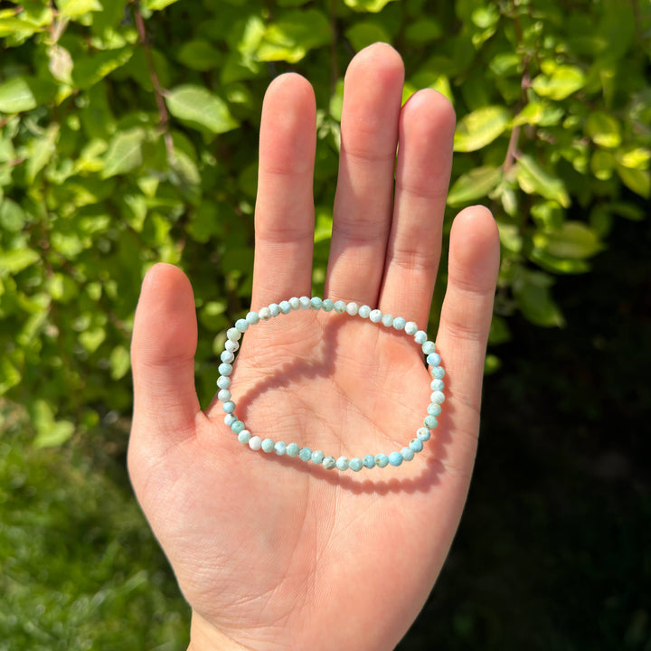 Larimar Faceted Bead Bracelet 4mm - Calm &amp; Communication
