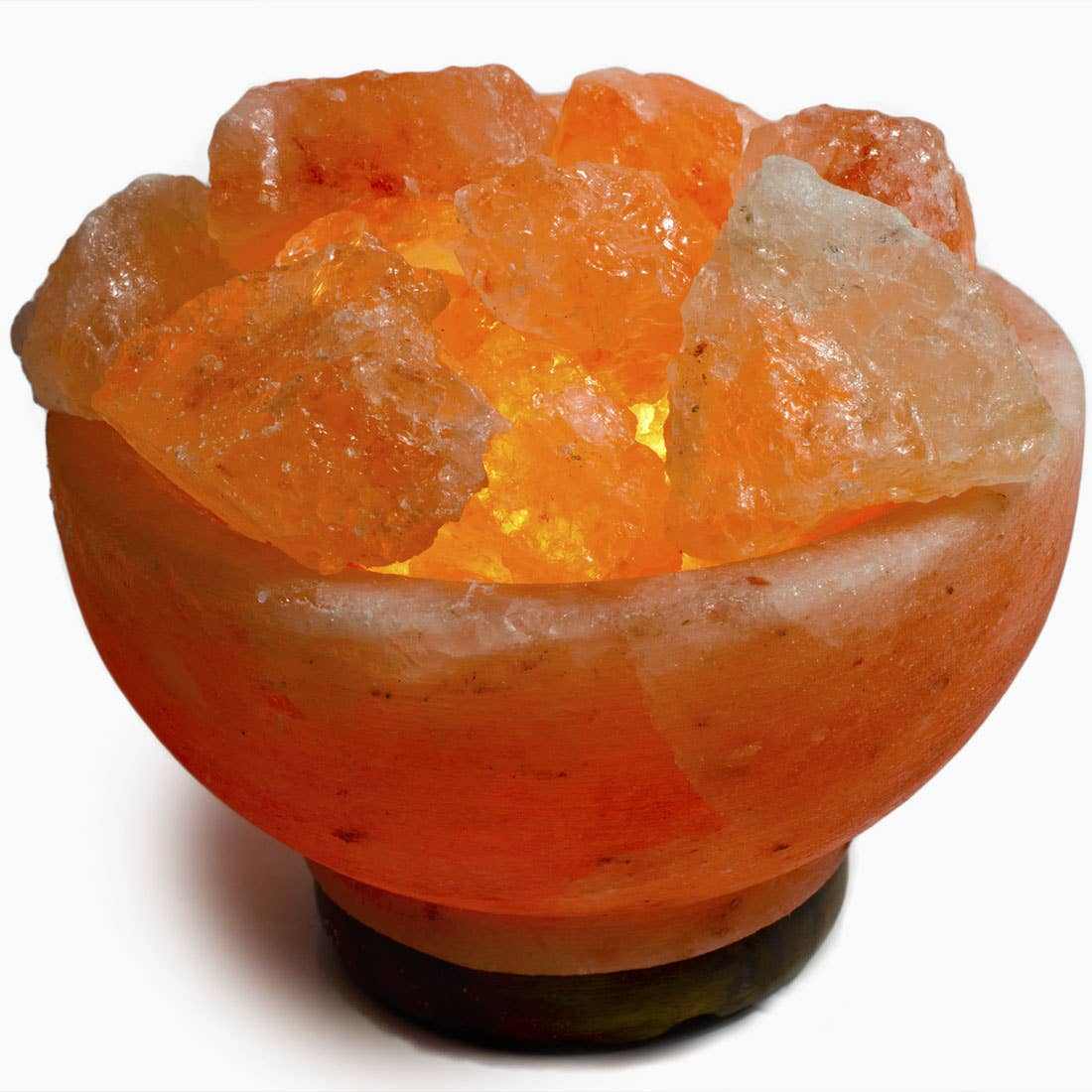 Fire Bowl w/ Chunks Salt Lamp  - 7&quot; avg. -Cord, Bulb, Dimmer