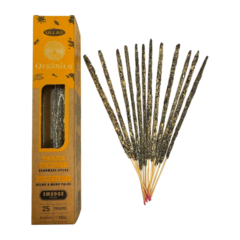 Ullas Organic incense sticks with packaging on a white background
