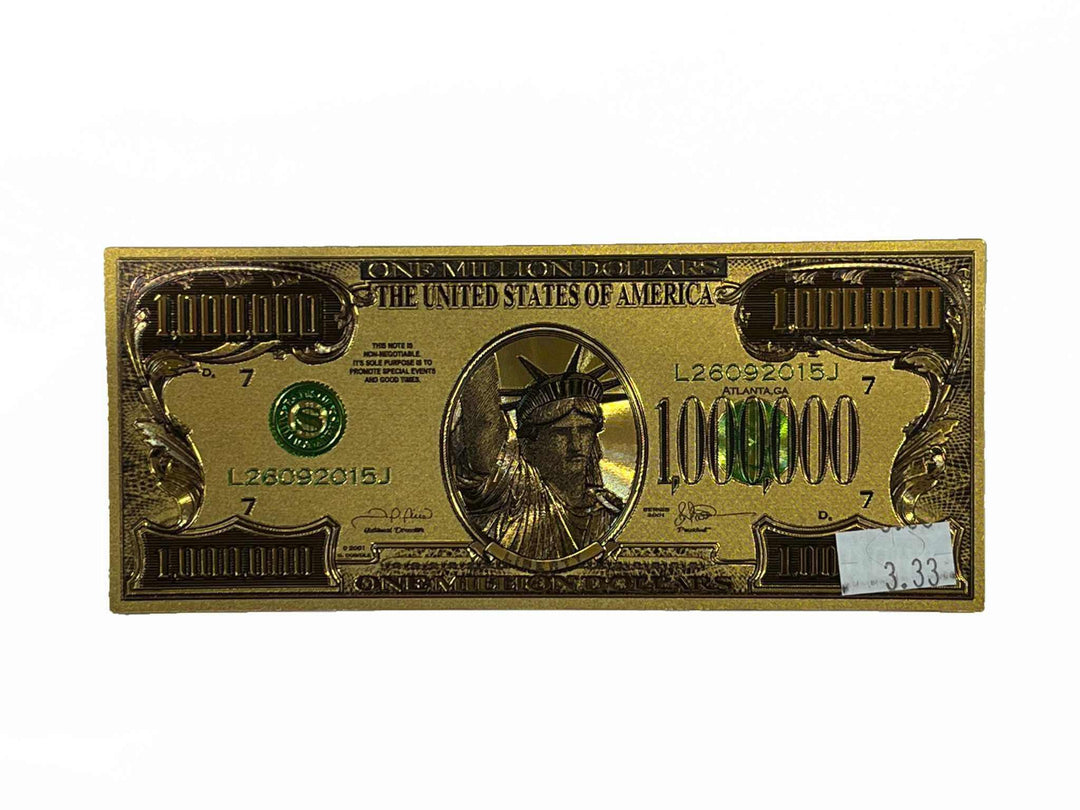 Gold Million Dollar Bill - Sacred Crystals Sacred Book Store