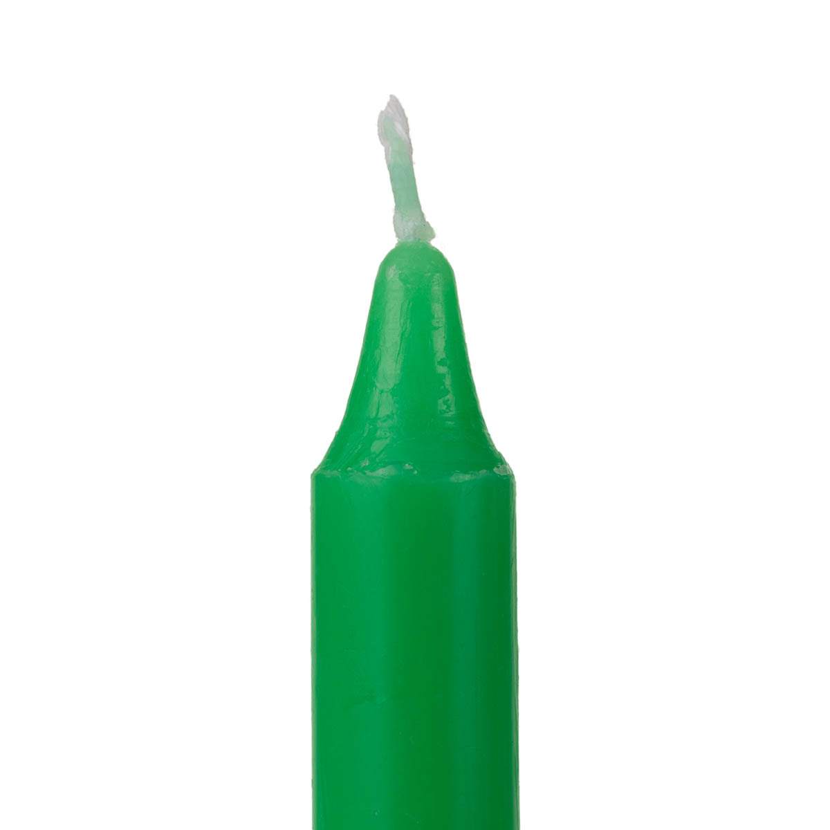Green candle on a white background
