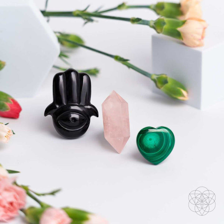 Hamsa Hand of Safe Travels: Aromatherapy Crystal Car Kit