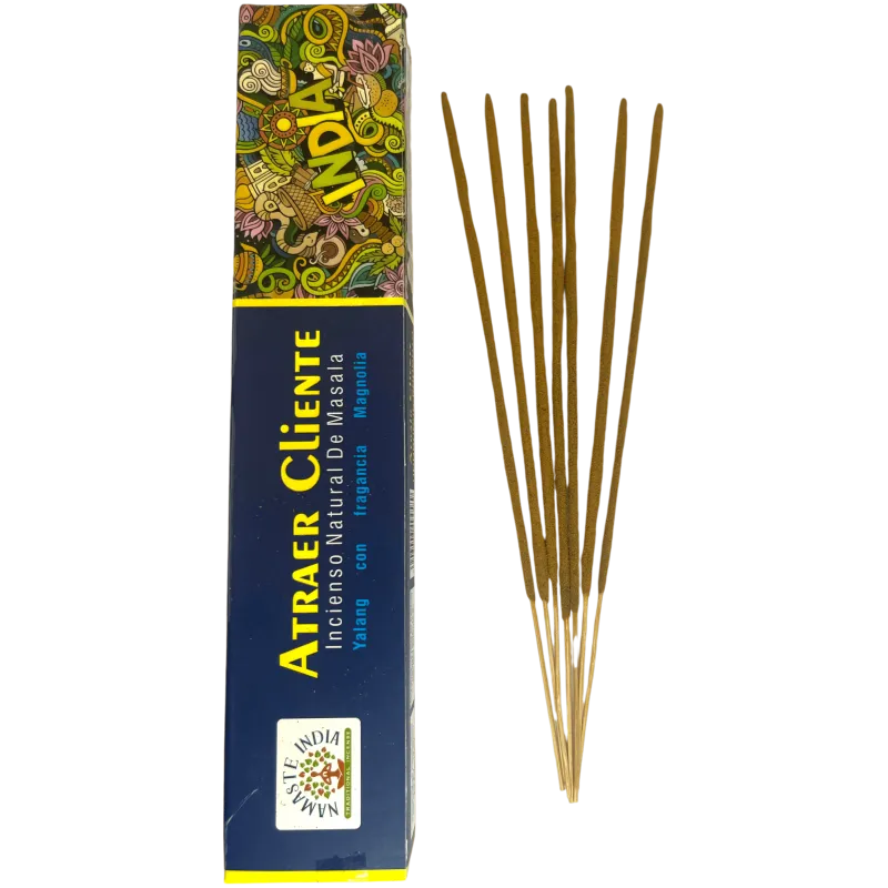 Incense stick packaging with incense sticks on a white background