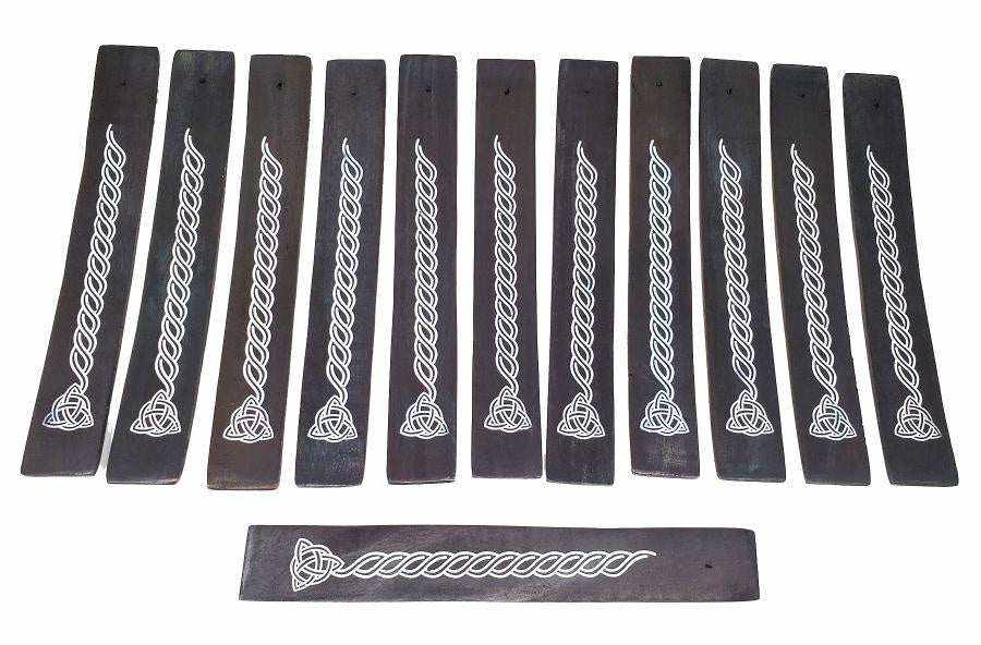 Incense Burner - Triquetra Black Painted 10&quot;L - Sacred Crystals Incense Burners