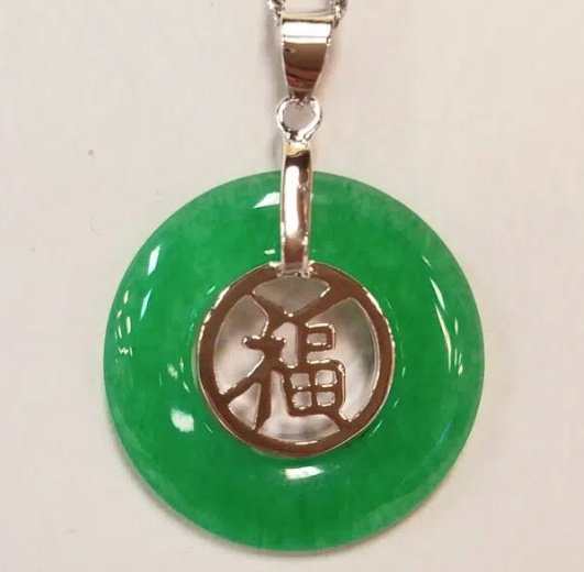 Jade Fortune Pendant Necklace Silver Lined - Sacred Crystals Chains and Necklaces